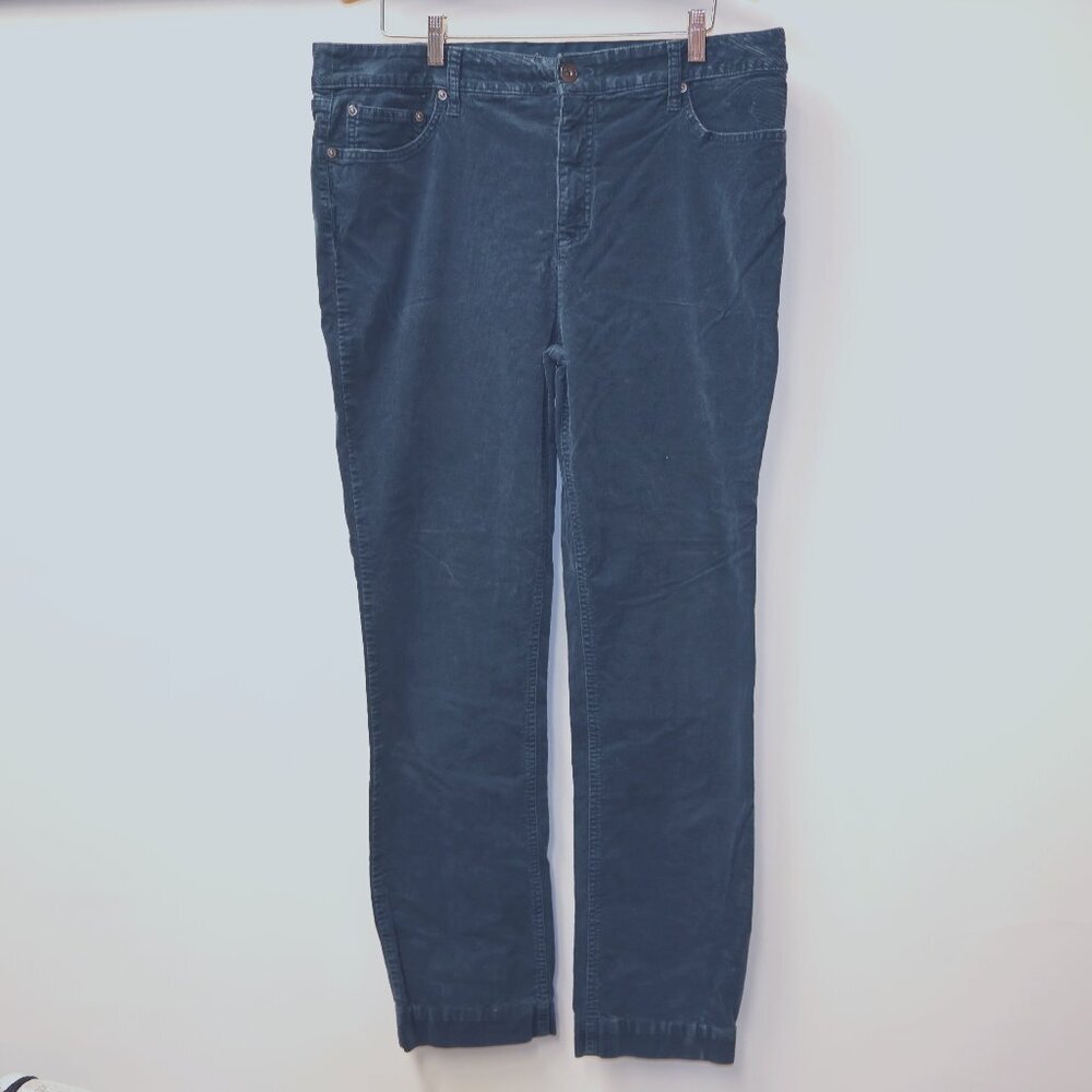 St. John's Bay Womens Sz L Corduroy Trousers Straight Leg Five Pocket in Fir